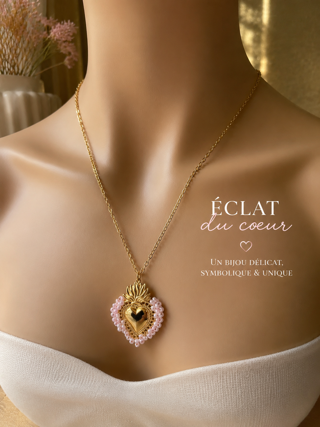 Collier cœur perle